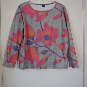 Unbranded Bold Floral Blouse XS New NWOT Oversized Pink Purple Green